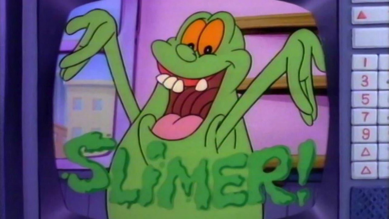 Cartoon Slimer! And the Real Ghostbusters
